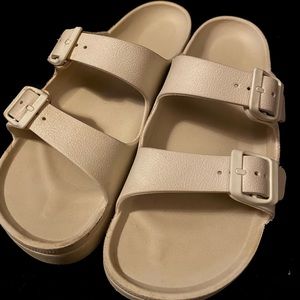 tan rubber sandals
